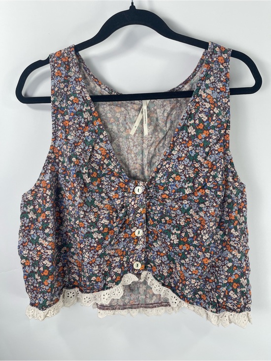 Anthropologie Tops - Anthropologie Women’s Multicolor Floral Crop Vest XL Top